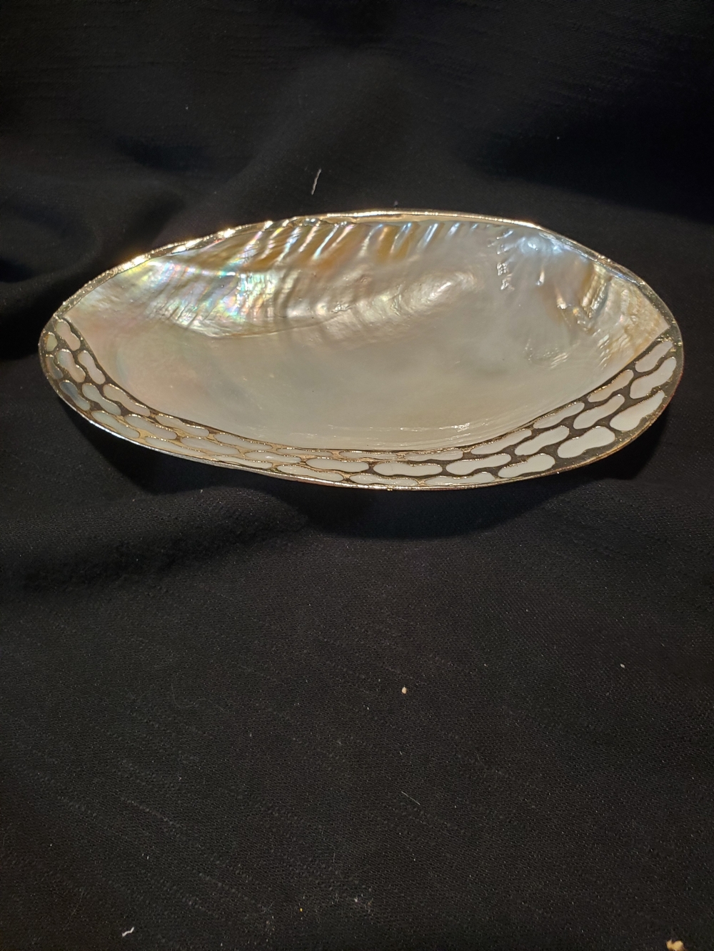Vintage Two's Company Mother of Pearl Shell Trinket Dish MINT Cabebe Iridescent